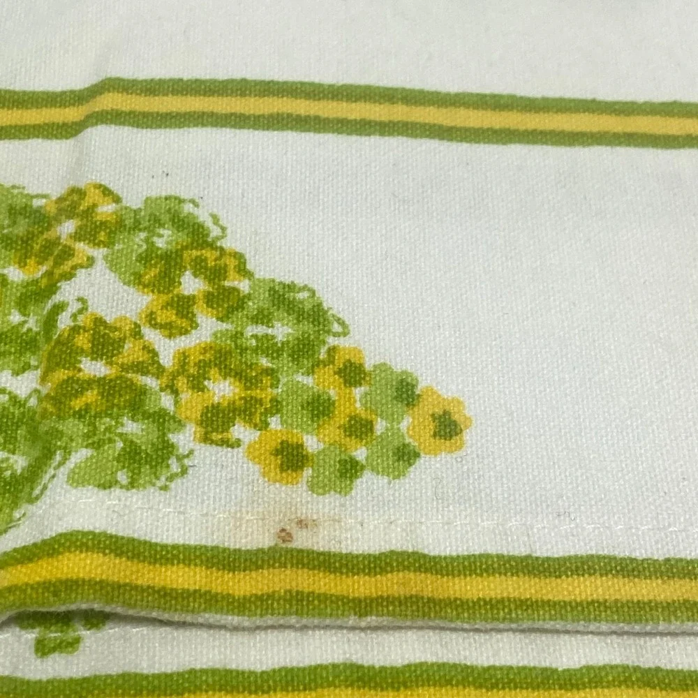 Vintage Floral Set Of 6‎ Placemats & 6 Napkins Green Yellow Flower MCM 70s Boho
